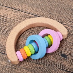 Baby Rattle Set 4 Pack Colorful Wooden Educational Grasping Rattle for Newborn Montessori Hand Bell Toy Suitable from Birth $...