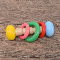 Baby Rattle Set 4 Pack Colorful Wooden Educational Grasping Rattle for Newborn Montessori Hand Bell Toy Suitable from Birth $...