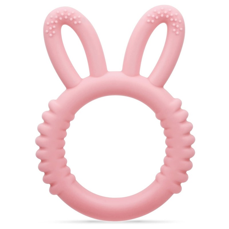 Silicone Babies Teethers Baby Teething Toys for Soothe Massage Sore Gums for 3-12 Months Infants BPA Free Ring Shape Rabbit E...