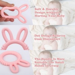 Silicone Babies Teethers Baby Teething Toys for Soothe Massage Sore Gums for 3-12 Months Infants BPA Free Ring Shape Rabbit E...