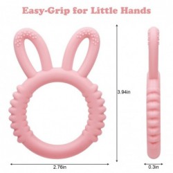 Silicone Babies Teethers Baby Teething Toys for Soothe Massage Sore Gums for 3-12 Months Infants BPA Free Ring Shape Rabbit E...