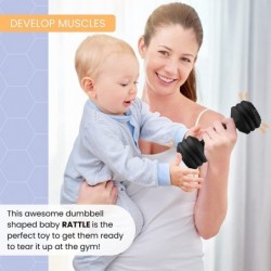 Baby Dumbbell Toy - Silicone Dumbbell Teether Toys Weight Rattle Sensory Toy for Babies - Great Gift for Baby and Toddler Gir...