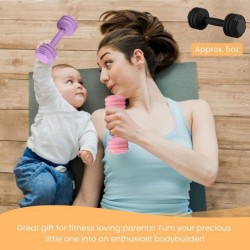 Baby Dumbbell Toy - Silicone Dumbbell Teether Toys Weight Rattle Sensory Toy for Babies - Great Gift for Baby and Toddler Gir...