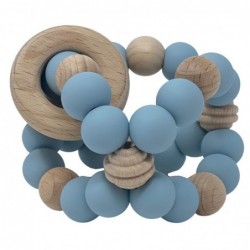 Silicone Baby Sensory Wood Teether Ball (Dusk Blue) $18.20 Baby Teether Toys