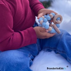 Silicone Baby Sensory Wood Teether Ball (Dusk Blue) $18.20 Baby Teether Toys