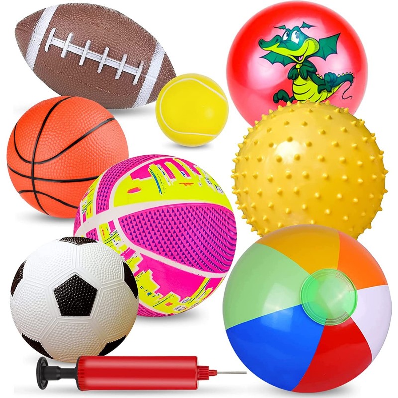 Ball for Kids Toddlers Sports Toys for 3 4 5 6 Years Old Boys Girls Party Favors Inflatable Bouncy Soccer Basketball Tennis F...