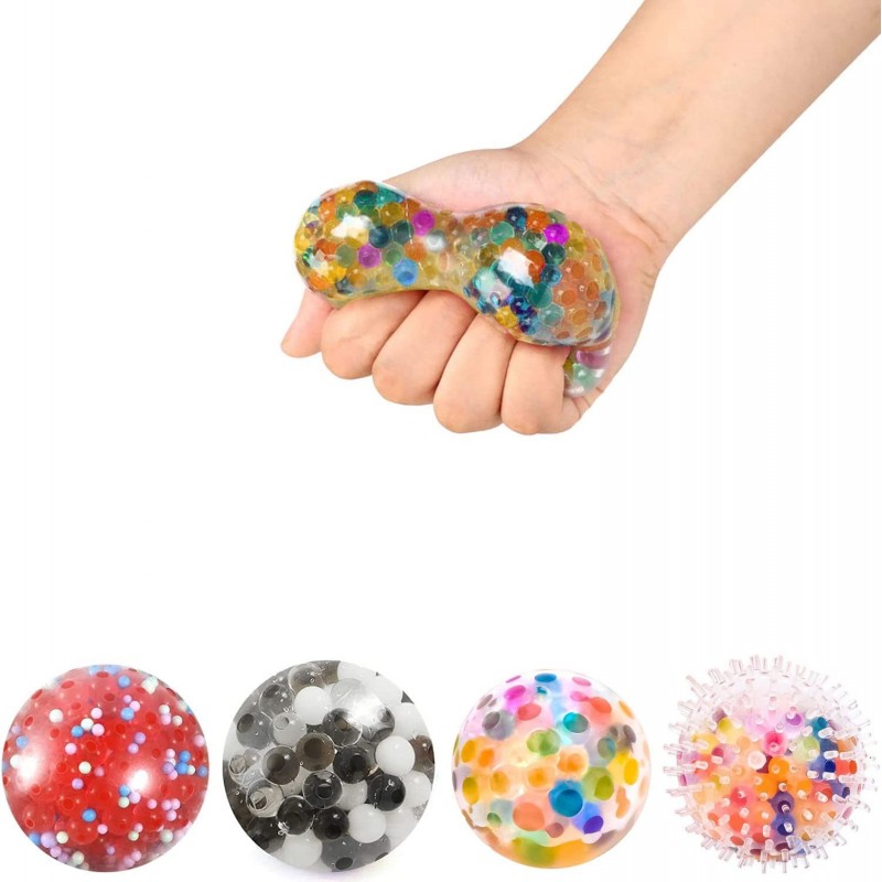 Stress Balls for Kids and Adults (4 PCS) Squishy Balls with Water Bead Squeeze Ball to Relax Focus Decompress Anxiety Relief ...