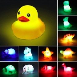 12 Packs Light up Dinosaur Unicorn Bath Toy Set Flashing Color Changing Light in Water Floating Rubber Bathtub Toys for Teens...