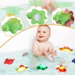 12 Packs Light up Dinosaur Unicorn Bath Toy Set Flashing Color Changing Light in Water Floating Rubber Bathtub Toys for Teens...