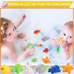 12 Packs Light up Dinosaur Unicorn Bath Toy Set Flashing Color Changing Light in Water Floating Rubber Bathtub Toys for Teens...