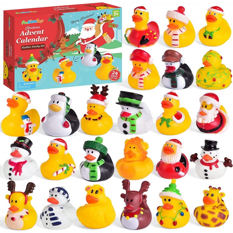 Christmas Advent Calendar 2022 for Kids 24 Days Christmas Countdown Calendar with Rubber Duck Bath Toys Assorted Duckies Chri...