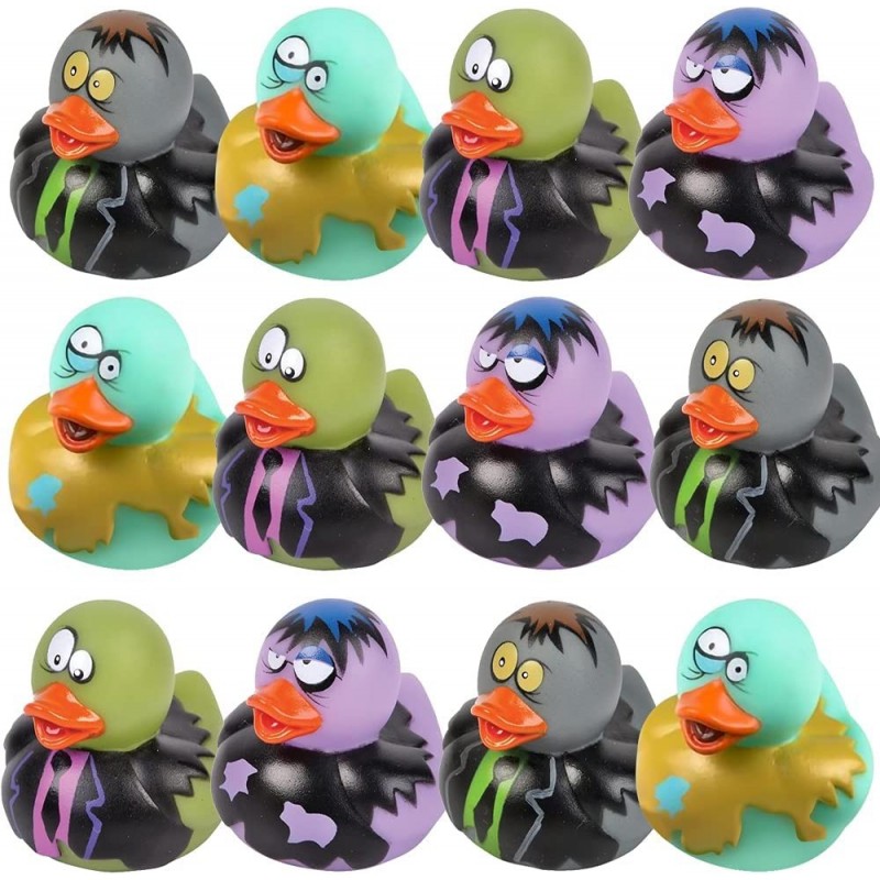 2 Inch Zombie Rubber Duckies for Kids Pack of 12 Variety of Designs and Colors Trick or Treat Supplies Goodie Bag Fillers Par...