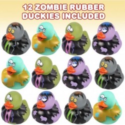 2 Inch Zombie Rubber Duckies for Kids Pack of 12 Variety of Designs and Colors Trick or Treat Supplies Goodie Bag Fillers Par...