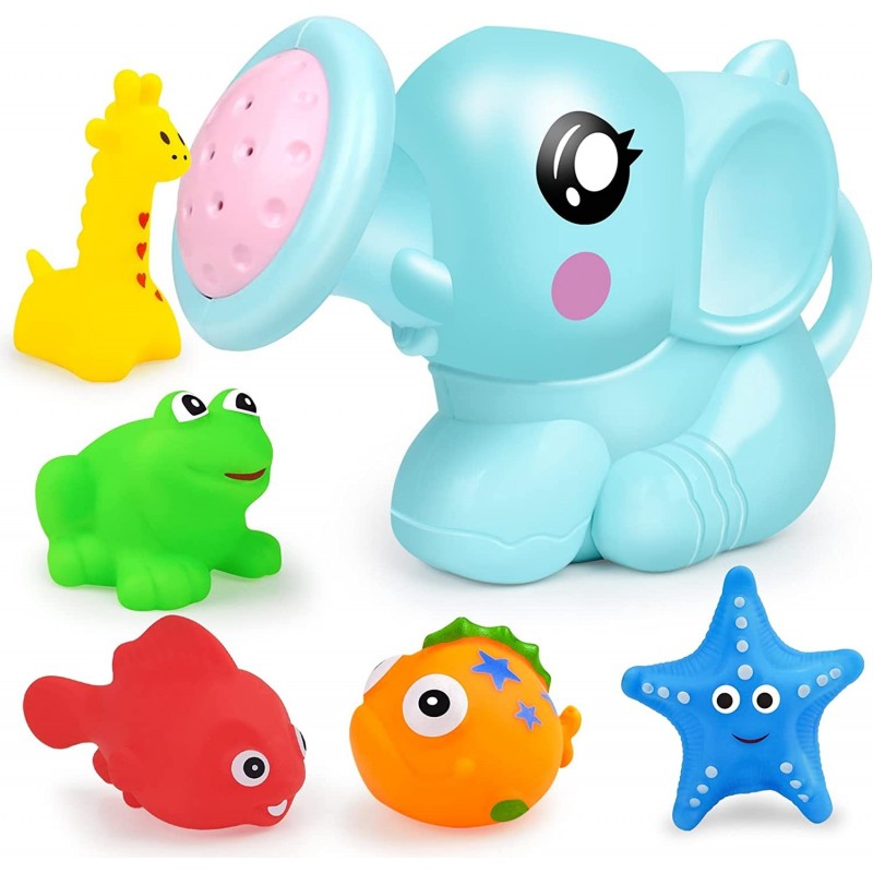 Bath Toys for Toddlers Colorful Rubber Duck Animals Book Set for 1 2 3 4 5 Boys Girls Baby Floating Bathtub Squirts Toy for B...