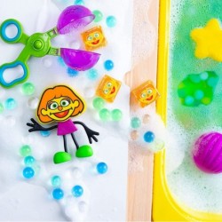 x Sesame Street Julia Water-Activated Bath Toy with 6 Reusable Light-Up Cubes for Sensory Play $44.90 Bathtub Toys