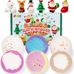 Christmas Bath Bombs with Toys Inside 6 Packs Bubble Bath Bombs Christmas Tree Ornament with Christmas Figure Toys SPA Bath F...