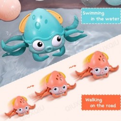 Baby Bath Toys Crawling Toy Wind up Octopus Water Toy Toddlers Swimming Floating Playing Paddling Set in Bathroom Beach Pool ...