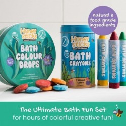 Ultimate Bath Fun Set - Non Toxic Bath Crayons (7 Pack) and Bath Color Tablets (36 Drops) for Hours of Creative Bathtub Fun -...