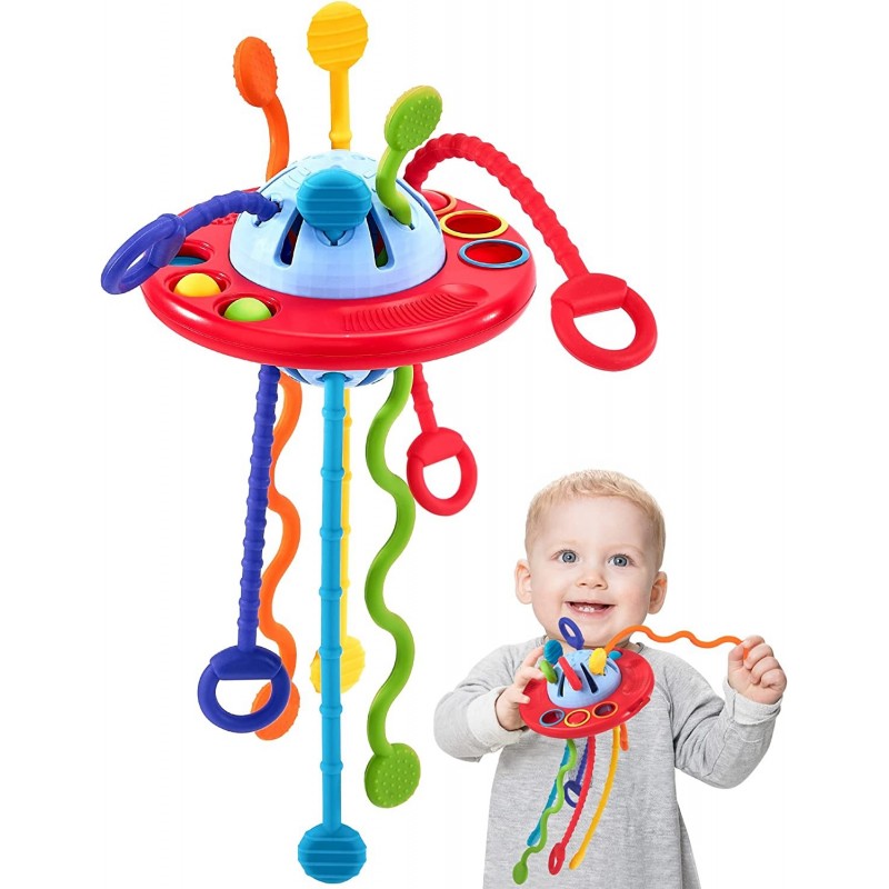 Baby Toys 12-18 Months - Baby Sensory Toys Montessori Toys for 1 Year Old Silicone Pull String Toys Boy Baby Activity Sensory...