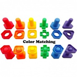 Jumbo Nuts and Bolts Toddler Toys Montessori Toys Building Construction Set | 12 pc Occupational Therapy Tools Matching Fine ...