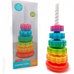 (1 PCS) Spinning Stacking Toys Spin Toys for Toddlers 1-3 Strong ABS Plastic Rainbow Spin Tower Autism Spin Stack Toys Suitab...