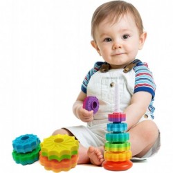 (1 PCS) Spinning Stacking Toys Spin Toys for Toddlers 1-3 Strong ABS Plastic Rainbow Spin Tower Autism Spin Stack Toys Suitab...