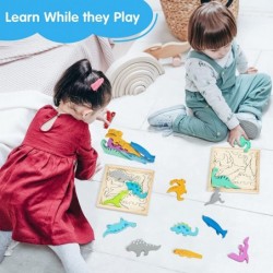 Dinosaur Toys for 2 Year Old Boy Montessori Toys for 2 1 3 4 Year Old Boy Gifts Wooden Dinosaur Puzzles for Kids Ages 2-4-8 T...