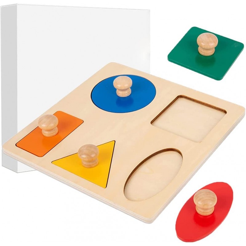 Montessori Multi Shape Wooden Puzzle Toy Baby Toddler First Jumbo Wood Peg Educational Basic (5 Geometry Shape) $25.08 Early ...