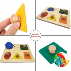 Montessori Multi Shape Wooden Puzzle Toy Baby Toddler First Jumbo Wood Peg Educational Basic (5 Geometry Shape) $25.08 Early ...