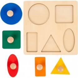 Montessori Multi Shape Wooden Puzzle Toy Baby Toddler First Jumbo Wood Peg Educational Basic (5 Geometry Shape) $25.08 Early ...