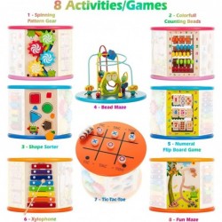 Wooden Activity Cube for Toddlers 1-3 with Bead Maze - Birthday Gift Busy Baby Activity Cube for 6 Month Old Baby - Standing ...