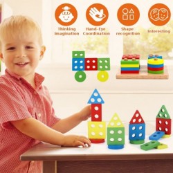 Wooden Educational Toddler Toys for 3 4 5 Year Old Boys Girls Preschool Shape Color Recognition Sorting & Stacking Shapes Sor...