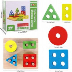 Wooden Educational Toddler Toys for 3 4 5 Year Old Boys Girls Preschool Shape Color Recognition Sorting & Stacking Shapes Sor...