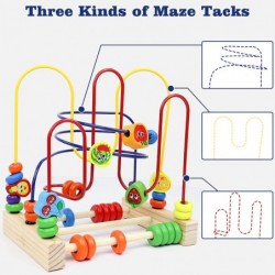 Baby Wooden Toys for 12 - 18 Months Toddlers Bead Maze Activity Cube Montessori Roller Coaster Developmental Learning Birthda...