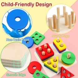 Montessori Toys for 2 Year Old Toddlers Boys Girls Wooden Learning Toys for Toddlers Kids Preschool Educational Sorting & Sta...