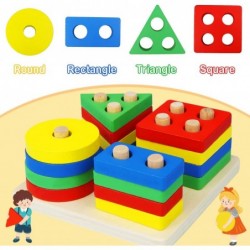 Montessori Toys for 2 Year Old Toddlers Boys Girls Wooden Learning Toys for Toddlers Kids Preschool Educational Sorting & Sta...