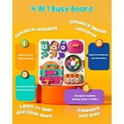 Busy Board for Toddler Latches and Doors Busy Board with Sounds Portable Educational Learning Toy with Locks Latches Keys ABS...