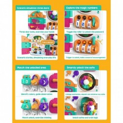 Busy Board for Toddler Latches and Doors Busy Board with Sounds Portable Educational Learning Toy with Locks Latches Keys ABS...