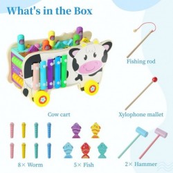 Montessori Educational Toys for Toddlers 8 in 1 Hammering Pounding Toys for 1 2 3 Year Old Wooden Xylophone Baby Sensory Deve...