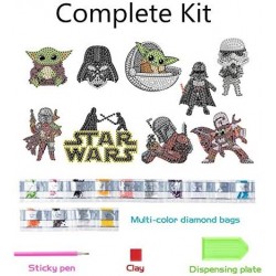 USChoice 9PCS Diamond Painting Kits for Kids Cute Mandalorian Star War Full Drill Diamonds Paintings by Number Yoda Grogu Mos...