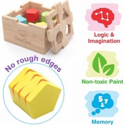 Shape Sorter Toy - Wooden Shape Sorter Cube Toy with Shapes Blocks for Kids - Wooden Shape Sorter for Toddlers (8Pcs 4 Geomet...