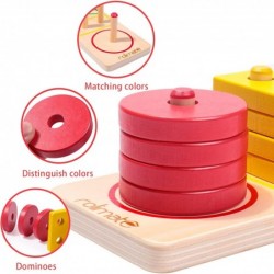 Montessori Toys for 1-3 Year Old Boys Girls Wooden Sorting & Stacking Toys for Toddlers and Kids Color Recognition Stacker Sh...