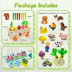 Montessori Wooden Toys for Toddler Educational Toys Shape Sorting Toys with Farm Animals & Carrot Harvest Game Stacking Toys ...