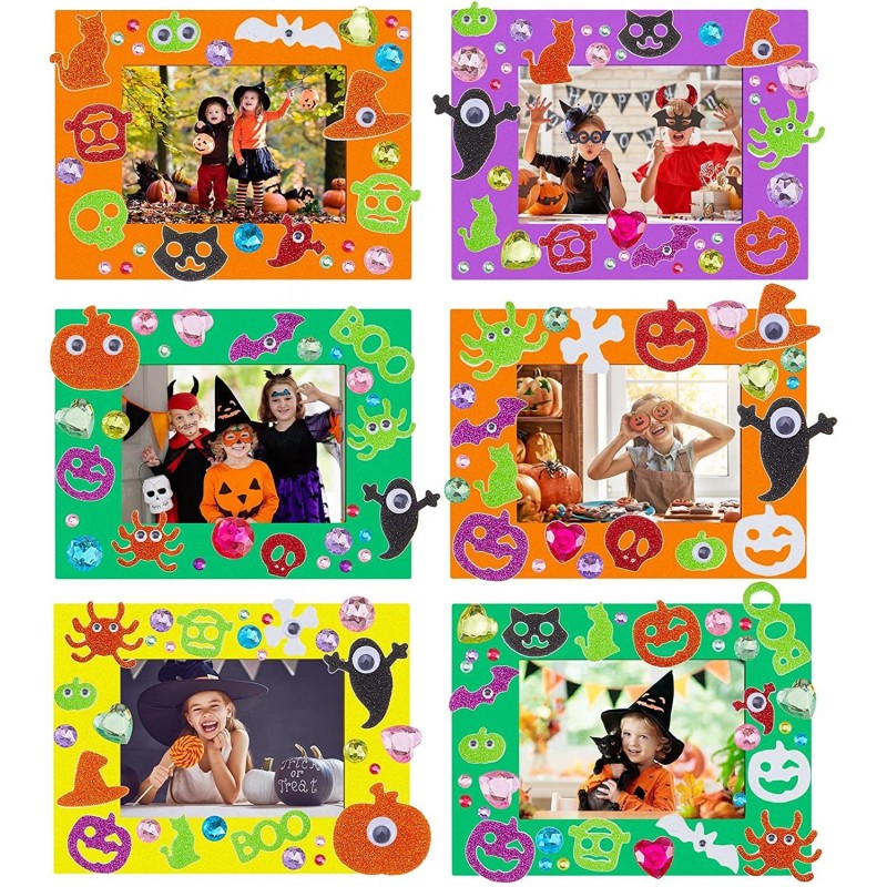 28 Sets Halloween Picture Frame Craft Kits for Kids Foam Picture Frames DIY Craft Photo Frames with Pumpkin Ghost Foam Sticke...