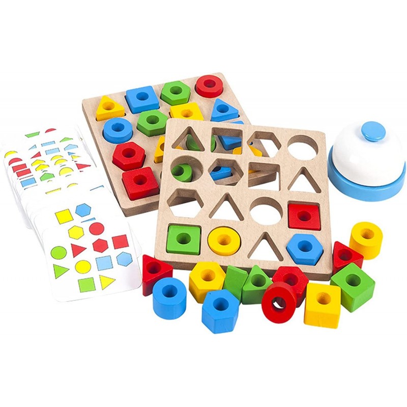 Geometric Shape Quick Matching Board Game Wooden Puzzles Montessori Learning Toys Color Shape Matching Puzzle Game Sensory Ed...