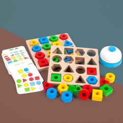 Geometric Shape Quick Matching Board Game Wooden Puzzles Montessori Learning Toys Color Shape Matching Puzzle Game Sensory Ed...