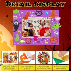 28 Sets Halloween Picture Frame Craft Kits for Kids Foam Picture Frames DIY Craft Photo Frames with Pumpkin Ghost Foam Sticke...