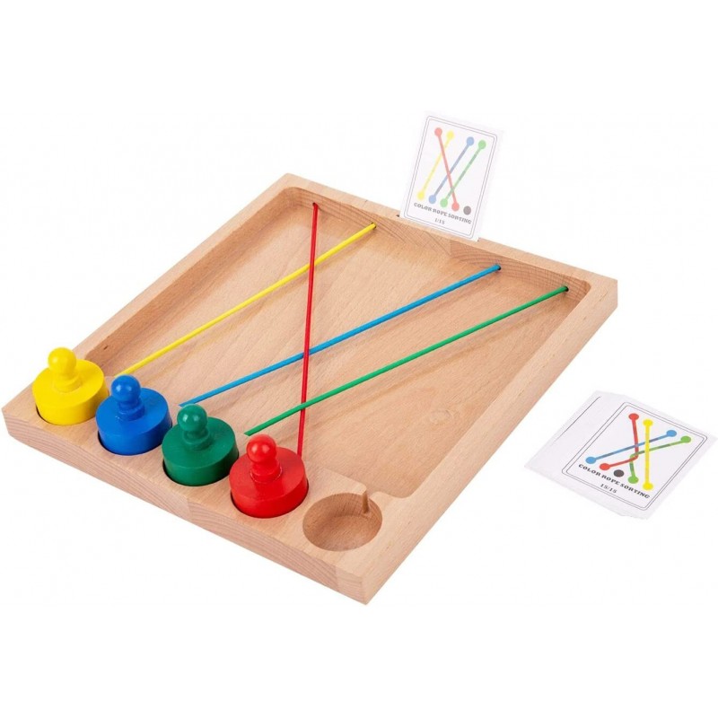 Wooden Toys for Color Rope Sorting Shape and Matching Puzzle Game Family Game for Kids and Parent Color Cognitive Matching Oc...