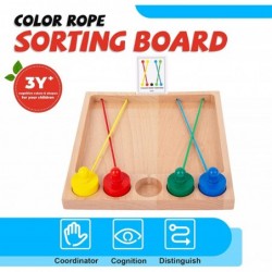 Wooden Toys for Color Rope Sorting Shape and Matching Puzzle Game Family Game for Kids and Parent Color Cognitive Matching Oc...