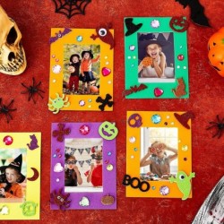 28 Sets Halloween Picture Frame Craft Kits for Kids Foam Picture Frames DIY Craft Photo Frames with Pumpkin Ghost Foam Sticke...